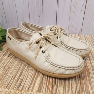 SAS Cream/Beige Leather Oxford Walking Shoes - 9 N